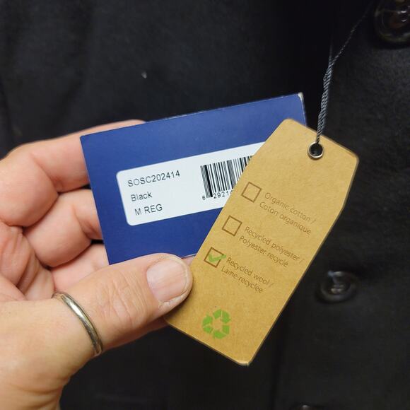 Soul of London Navy Blue Peacoat Medium Mens Pockets LIned Heavy Coat Jacket - Picture 7 of 14